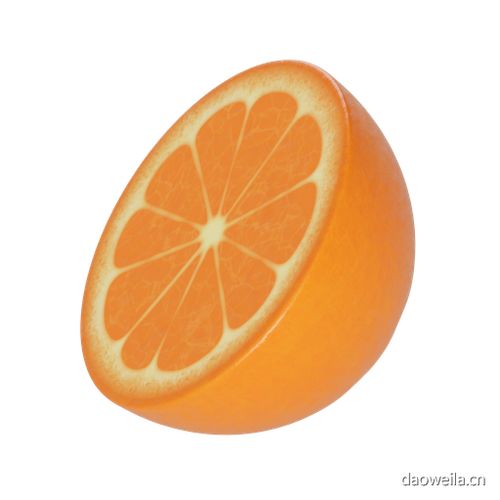 切开的橙子 2 到位啦UI素材 80款水果食品厨具3D图标模型 3D模型png